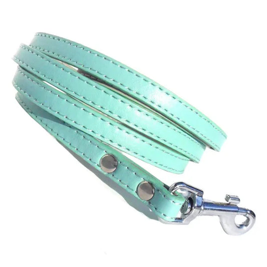 Super Slim Eco Leather Dog Lead in Blue - Posh Pawz - 1