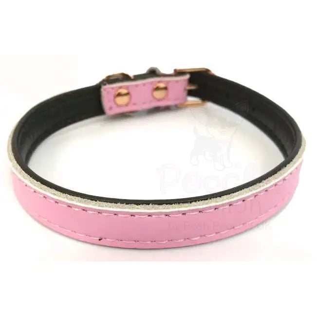 Super Soft Plain Leather Dog Collar in Baby Pink Medium - Sale - 2