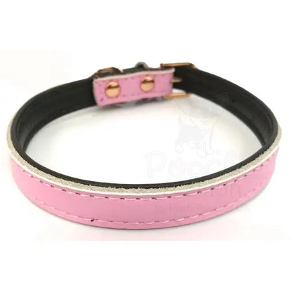 Super Soft Plain Leather Dog Collar in Baby Pink Medium - Sale - 2
