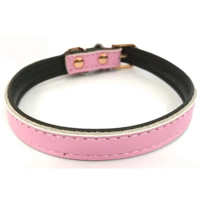 Super Soft Plain Leather Dog Collar In Baby Pink - Posh Pawz - 2