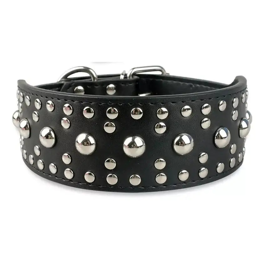 Large Colar Super Stud Large Breed Dog Collar In Black | Poochie Fashion