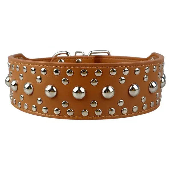 Super Stud Large Breed Dog Collar in Brown - Posh Pawz - 1