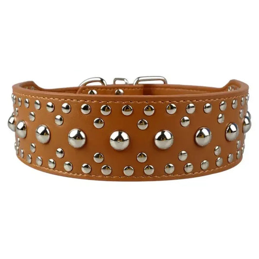 Super Stud Large Breed Dog Collar in Brown - Posh Pawz - 1