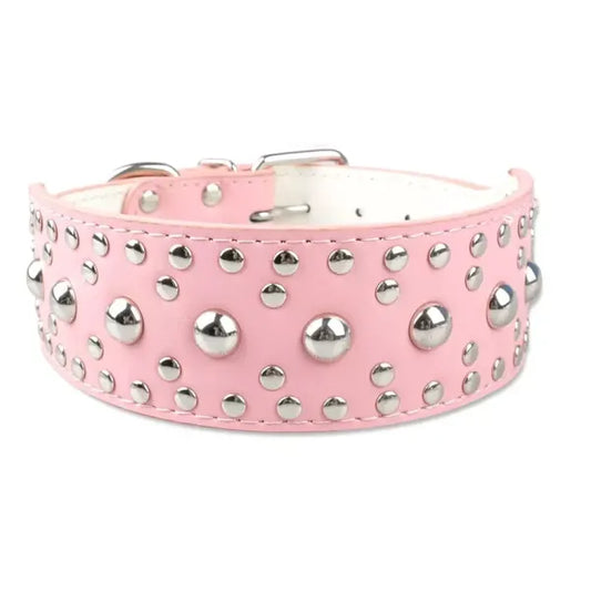 Super Stud Large Breed Dog Collar in Pink - Posh Pawz - 1