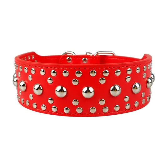 Super Stud Large Breed Dog Collar in Red - Posh Pawz - 1