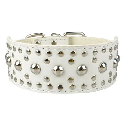 Super Stud Large Breed Dog Collar in White - Posh Pawz - 1