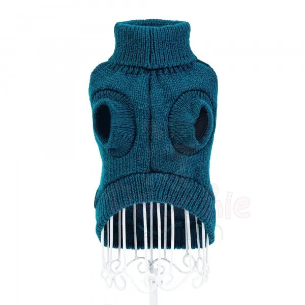 Teal Chunky Cable Knit Dog Jumper - Sale - 5