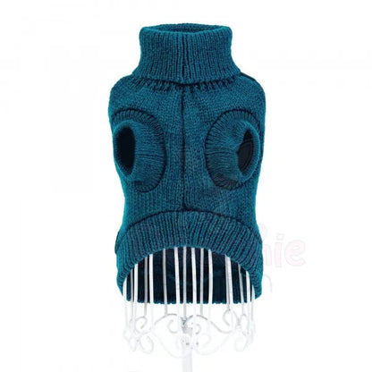 Teal Chunky Cable Knit Dog Jumper - Sale - 5
