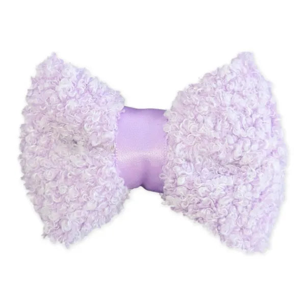 Teddy Fleece Dog Bow Tie in Lilac - Piggie - 1
