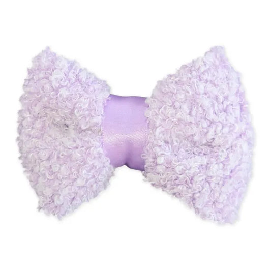 Teddy Fleece Dog Bow Tie in Lilac - Piggie - 1