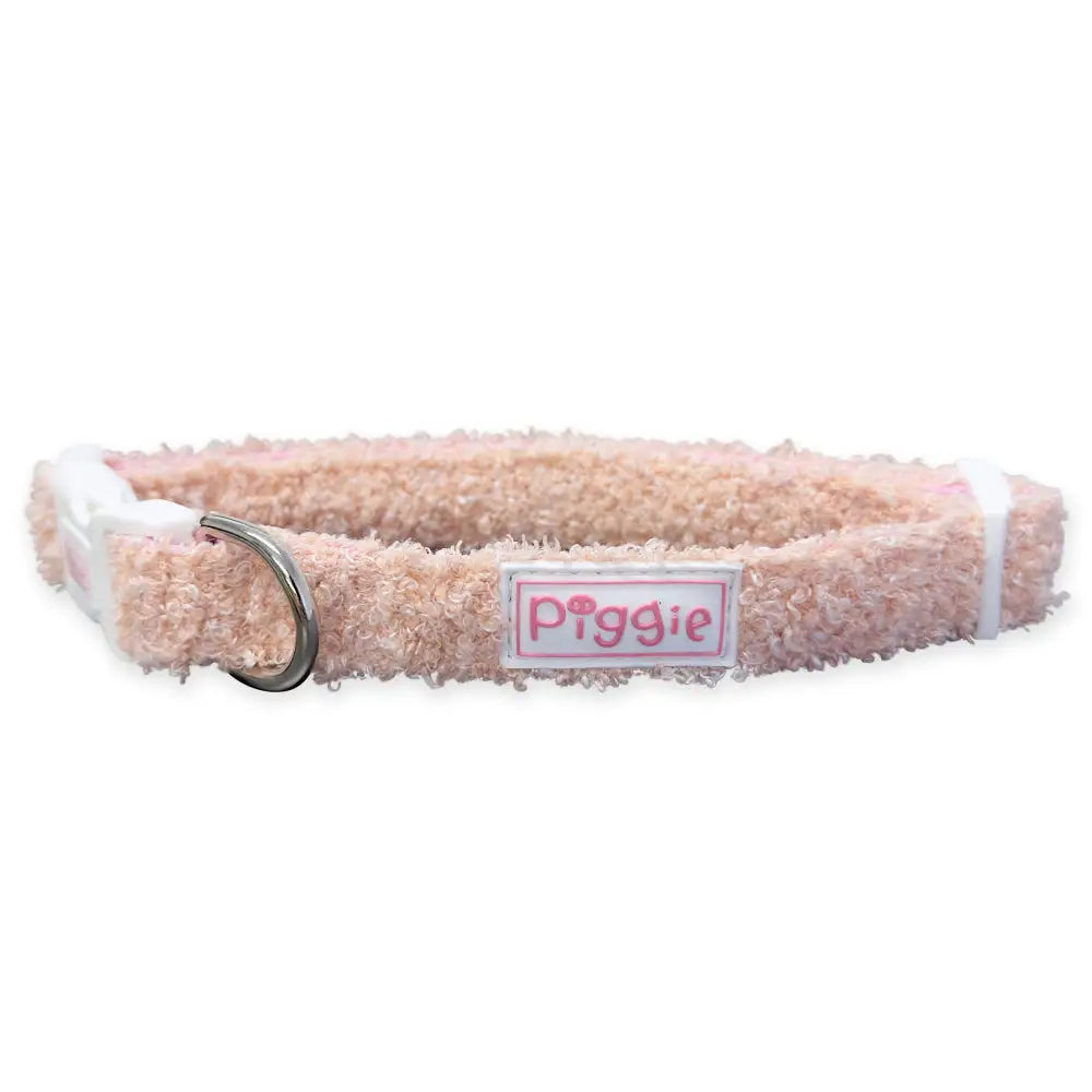 Teddy Fleece Dog Collar in Pink - Piggie - 1
