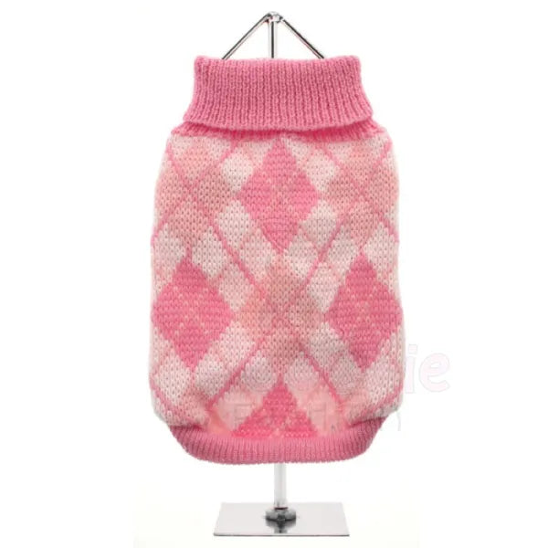 Urban Pup Baby Pink Argyle Dog Jumper - Sale - 2