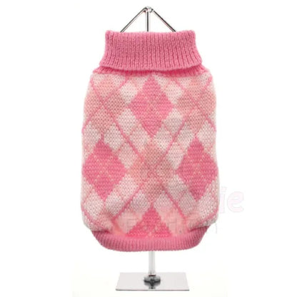 Urban Pup Baby Pink Argyle Dog Jumper - Sale - 2
