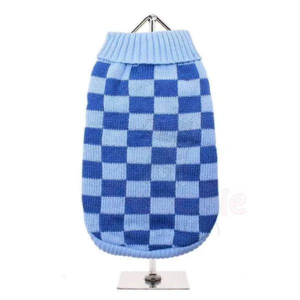 Urban Pup Checkerboard Blue Dog Jumper Medium - Sale - 2