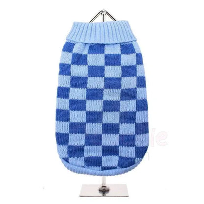 Urban Pup Checkerboard Blue Dog Jumper Medium - Sale - 2