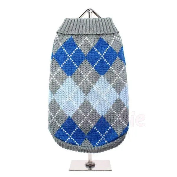 Urban Pup Grey and Blue Argyle Dog Jumper Xlarge - Sale - 3