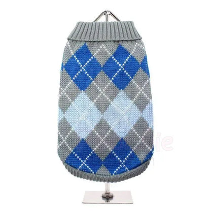 Urban Pup Grey and Blue Argyle Dog Jumper Xlarge - Sale - 3