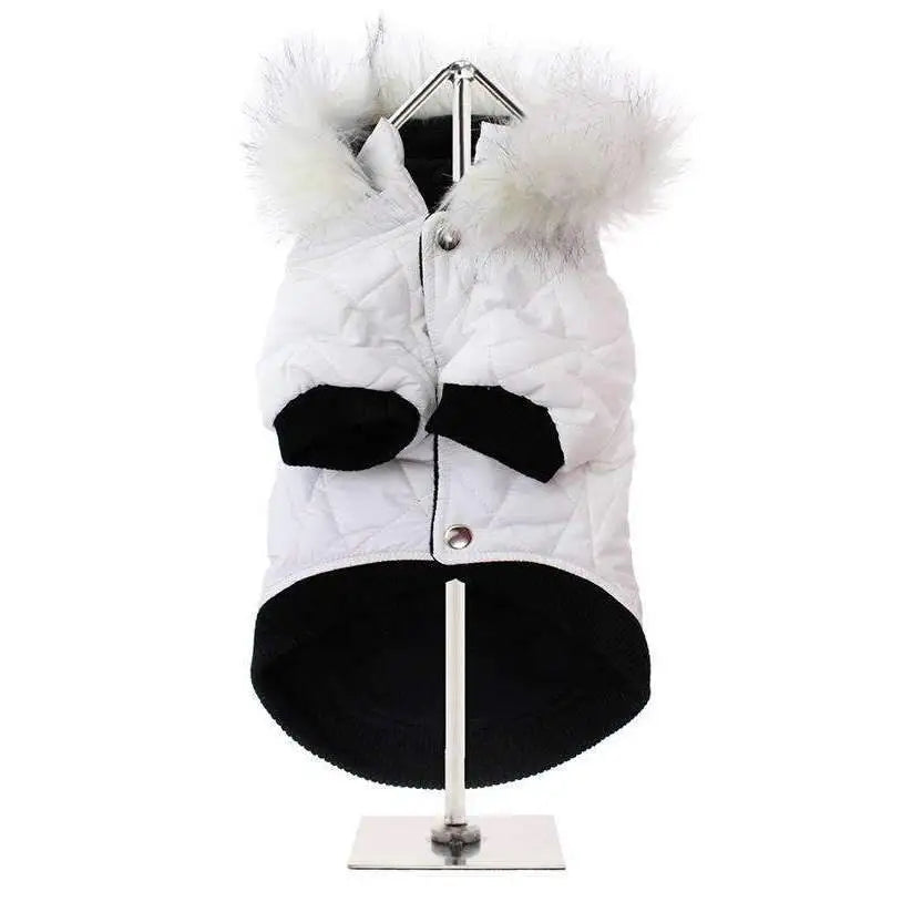 Urban Pup White Quilted Parka Dog Coat Medium - Sale - 3