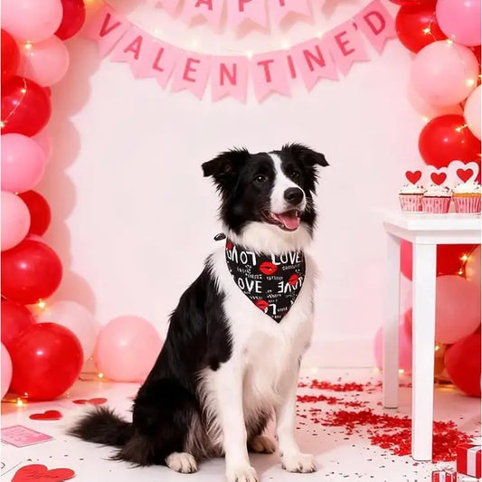 Valentines Hot Lips Tie on Dog Bandana - Posh Pawz - 1
