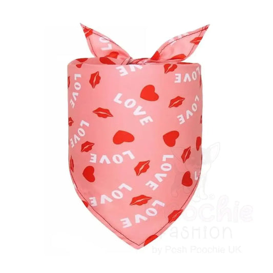 Valentines Love Lips Tie on Dog Bandana Pink - Posh Pawz - 2