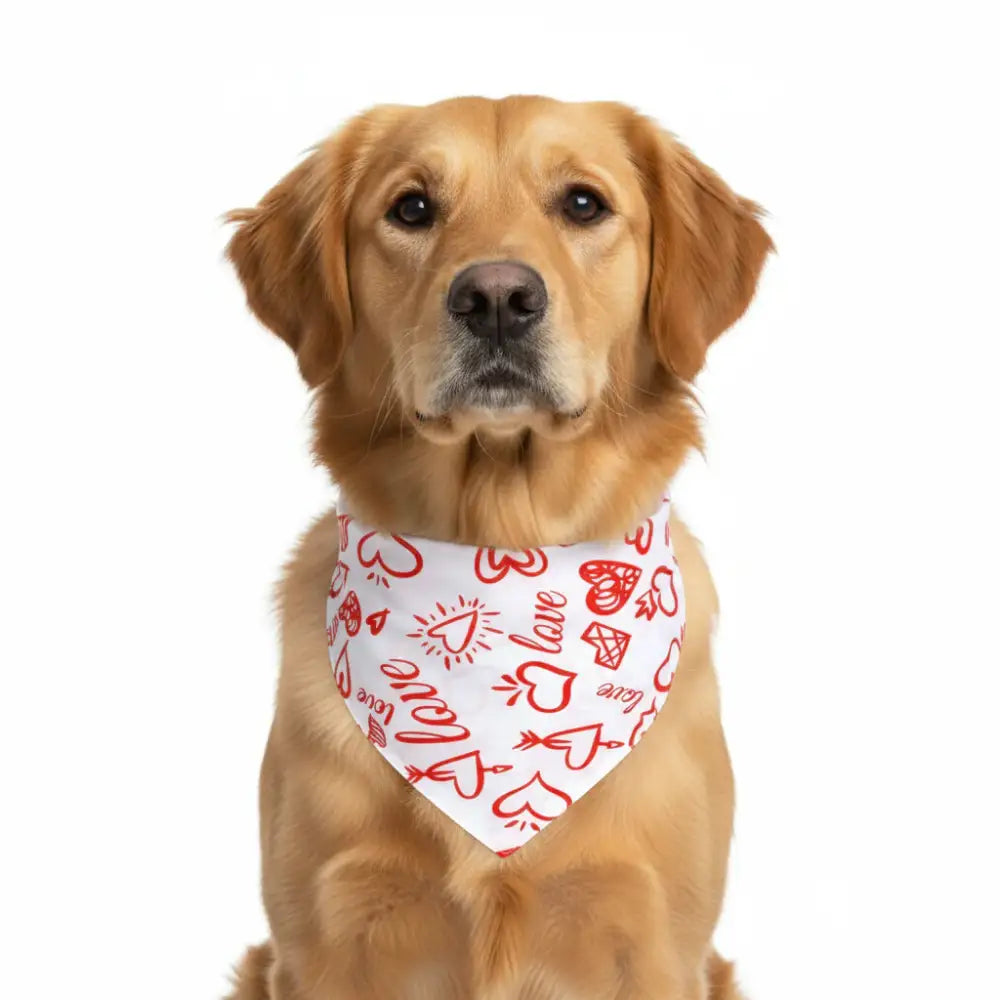 Valentines Love Tie on Dog Bandana White - Posh Pawz - 1