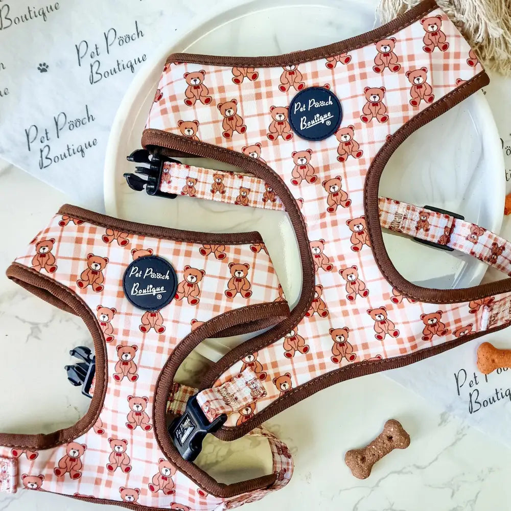 Vintage Bear Gingham Dog Harness - Pet Pooch - 1