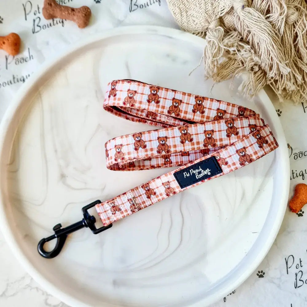 Vintage Bear Gingham Dog Lead - Pet Pooch - 1