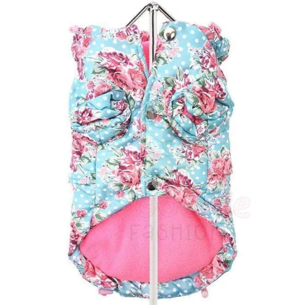 Vintage Rose Floral Quilted Designer Dog Coat - Urban Pup - 3