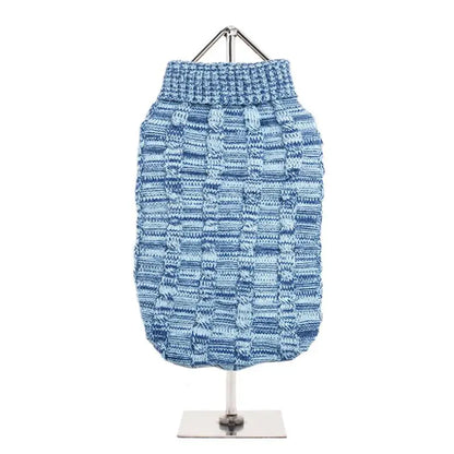 Waffle Textured Knitted Dog Jumper Blue - Urban Pup - 1
