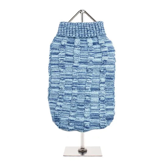 Waffle Textured Knitted Dog Jumper Blue - Urban Pup - 1