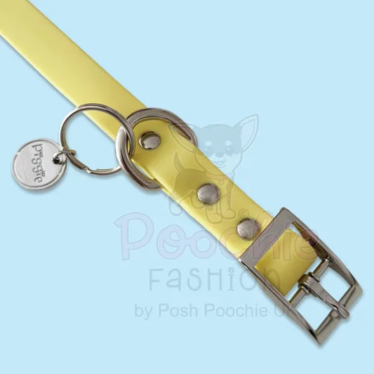 Waterproof Dog Collar in Pastel Yellow Piggie 2