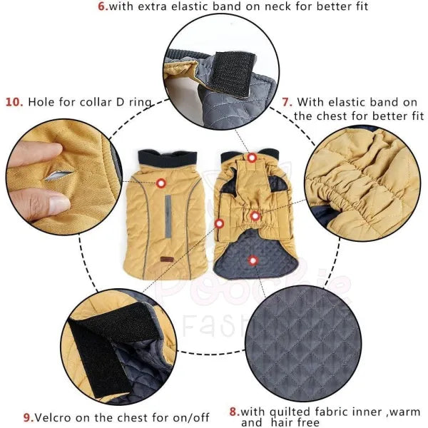 Weatherproof Quilted Bodywarmer Dog Coat in Blue - Posh Pawz - 5