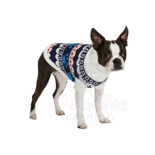 White Fair Isle Dog Jumper - Urban Pup - 2