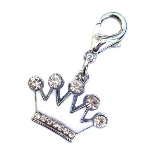 White Princess Enamel Crystal Crown Dog Collar Charm - Posh Pawz - 1