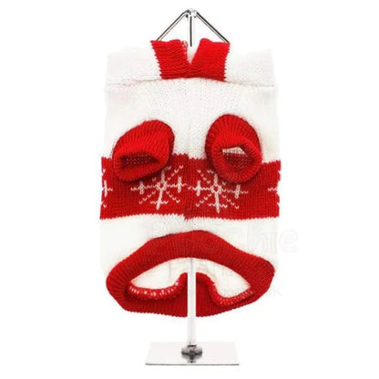 White Snowflake Dog Jumper with Hood - Urban - 2