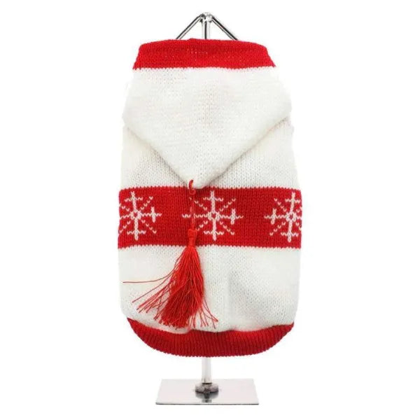 White Snowflake Dog Jumper With Hood - Urban Pup - 1