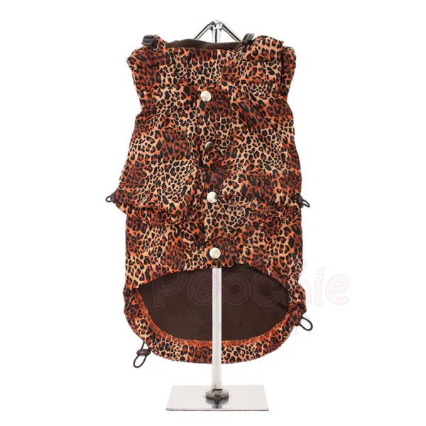 Wild Cat Leopard Fleece Lined Rainstorm Dog Raincoat - Urban - 3