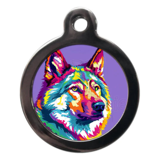 Wolfdog Pop Art Dog Id Tag - Ps Pet Tags - 1