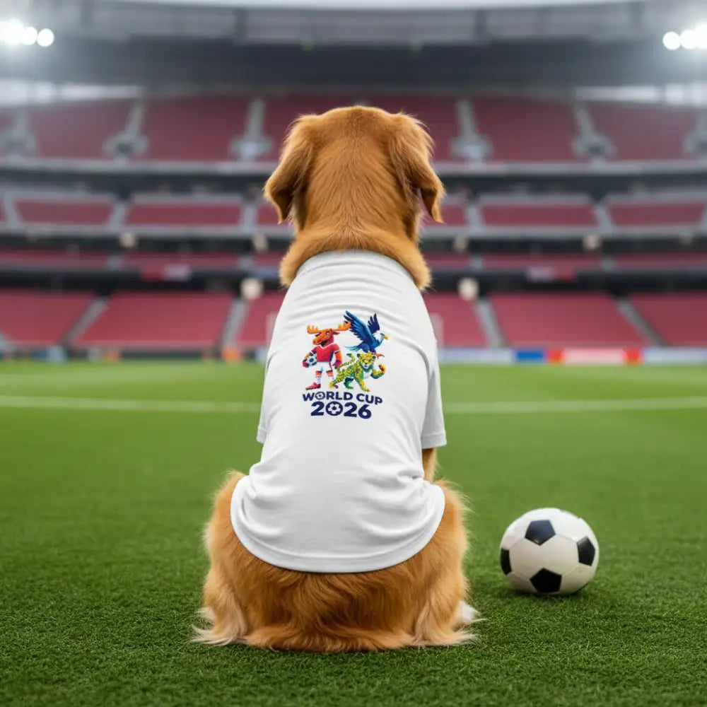 World Cup Fun Character Trio Dog Cat Football t Shirt - Poochie Fashion - 1