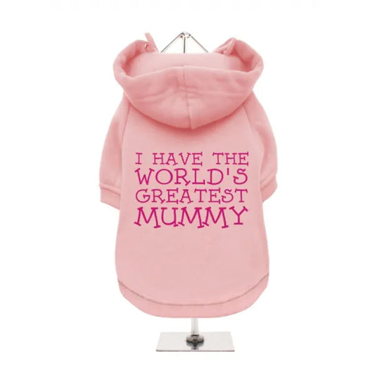 Worlds Greatest Mummy Dog Hoodie Sweatshirt - Baby Pink - Mum - 1