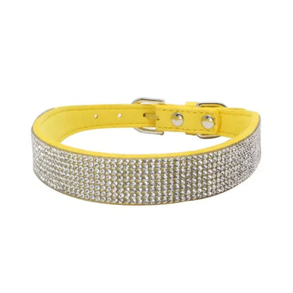 Yellow Crystal Eco-suede Dog Collar - Posh Pawz - 1