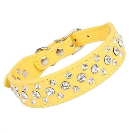 Yellow Rhinestone Sprinkles Dog Collar - Posh Pawz - 1
