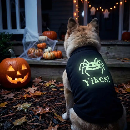 Yikes! Glow-in-the-dark Spider Halloween Dog Vest T-shirt - Poochie Fashion - 2